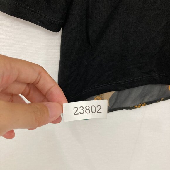 Chico's size Large/2 Black Multi Color Artsy Chiffon Layered Blouse Romantic - Picture 9 of 9